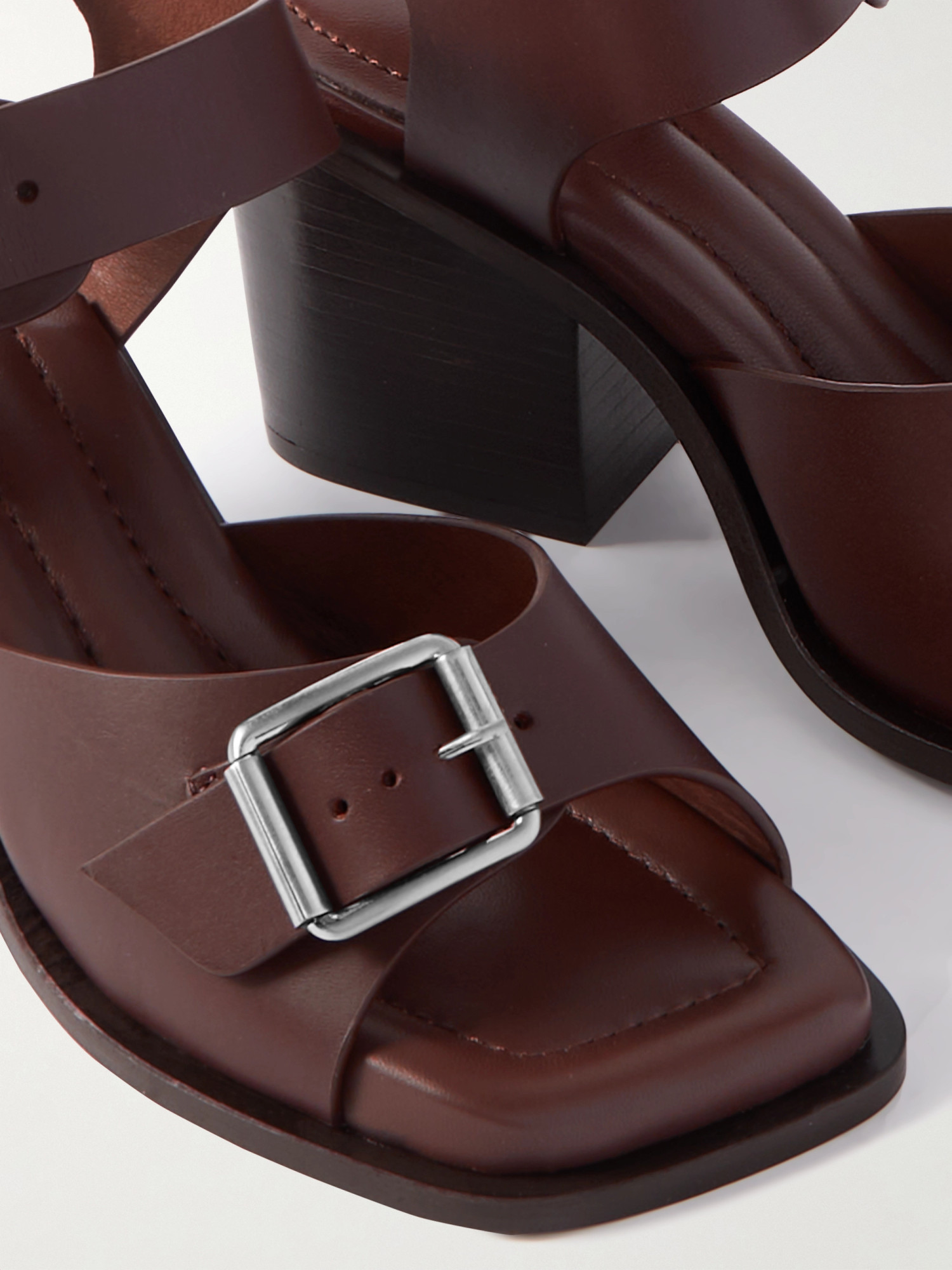 Lemaire Woman Sandals Chocolate Brown Size 10 Cow Leather In Black