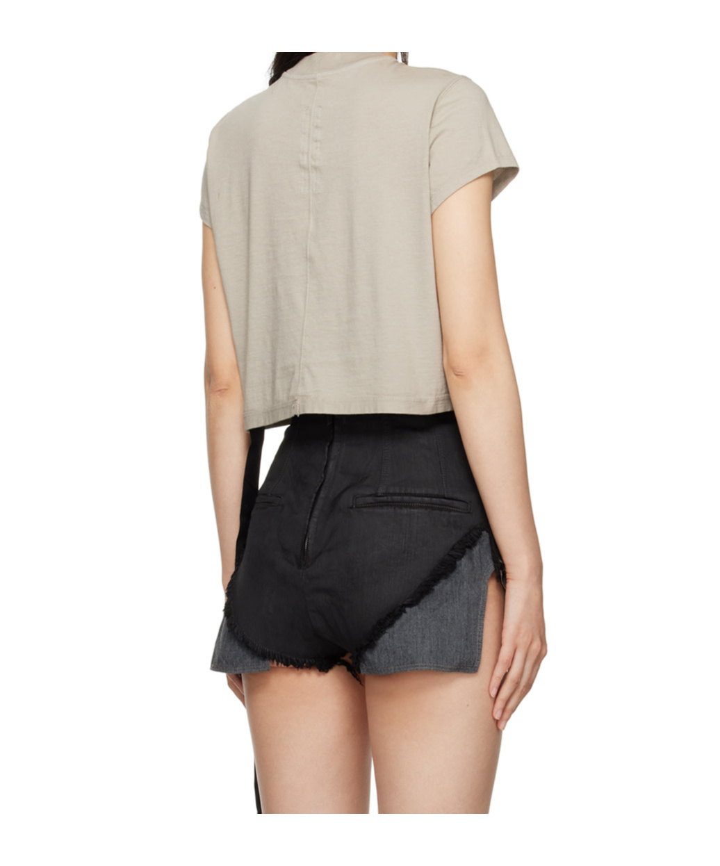 Rick Owens Drkshdw "small Level T" Cropped T-shirt In Nude