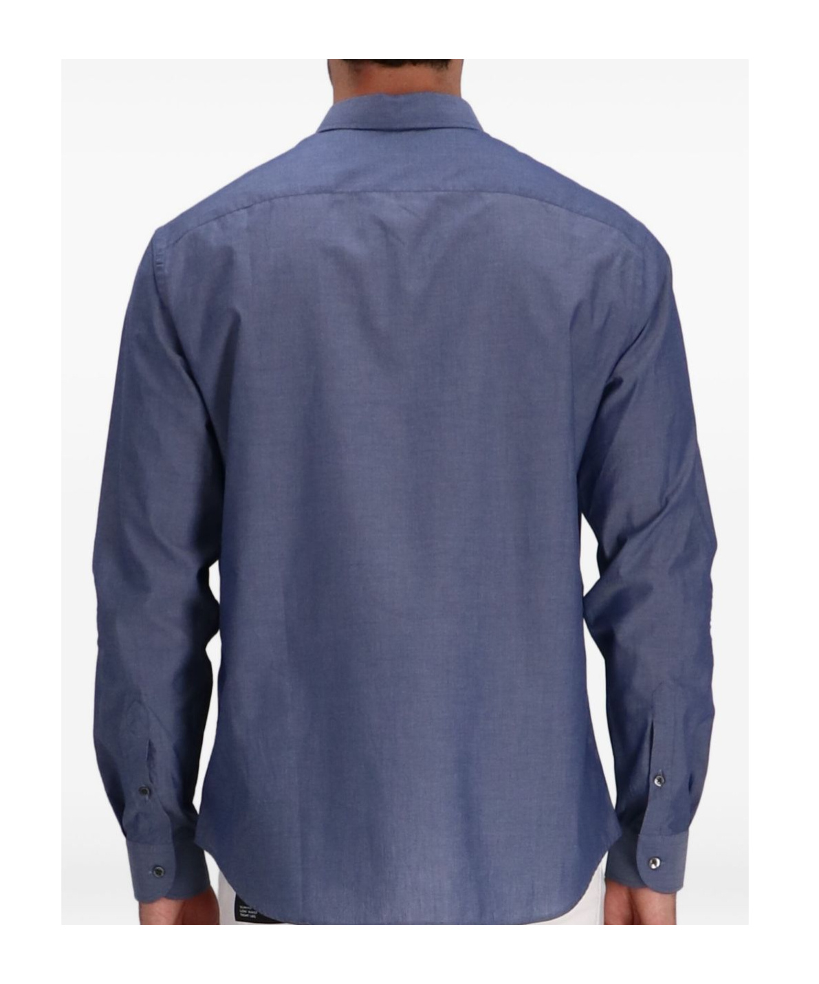 Emporio Armani Cotton Shirt With Button-down Collar And Cuffs In Blue