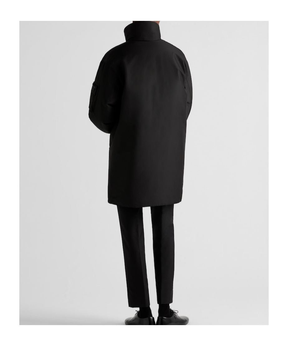 Prada Logo-lettering Coat In Black