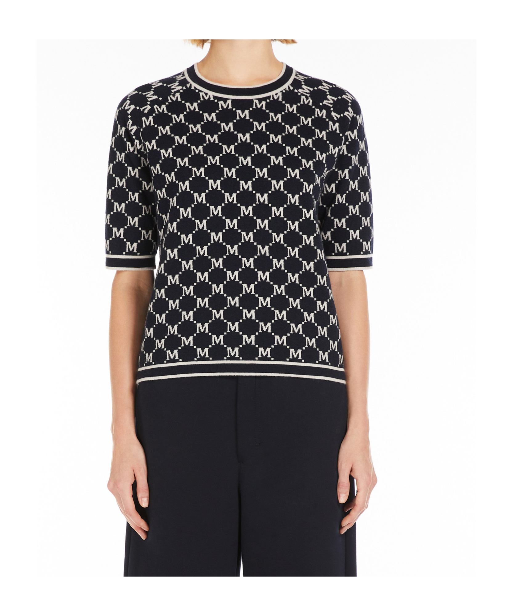 Max Mara Round Neck Sweater In Black