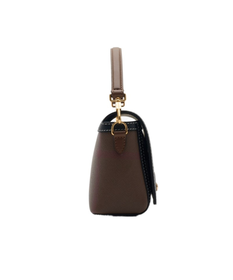 Burberry Womens Dark Birch Brown Note Check-print Woven Cross-body Bag In Dark Birch Brown