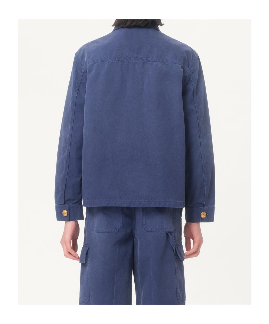 Valentino Gold-button Flap-pocket Jacket In Blue