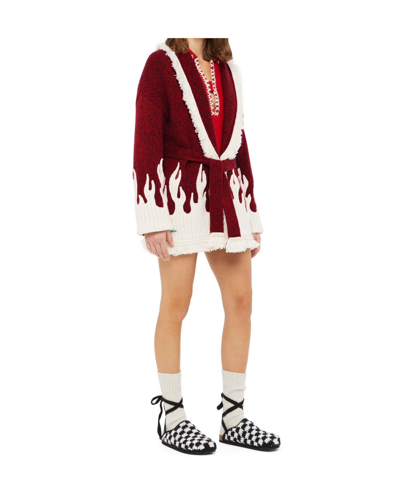 Alanui Long-sleeved Sweater Cardigan In Red
