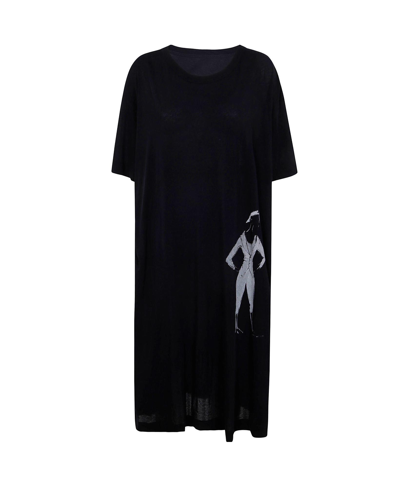 Yohji Yamamoto Graphic-print Midi Dress In Black