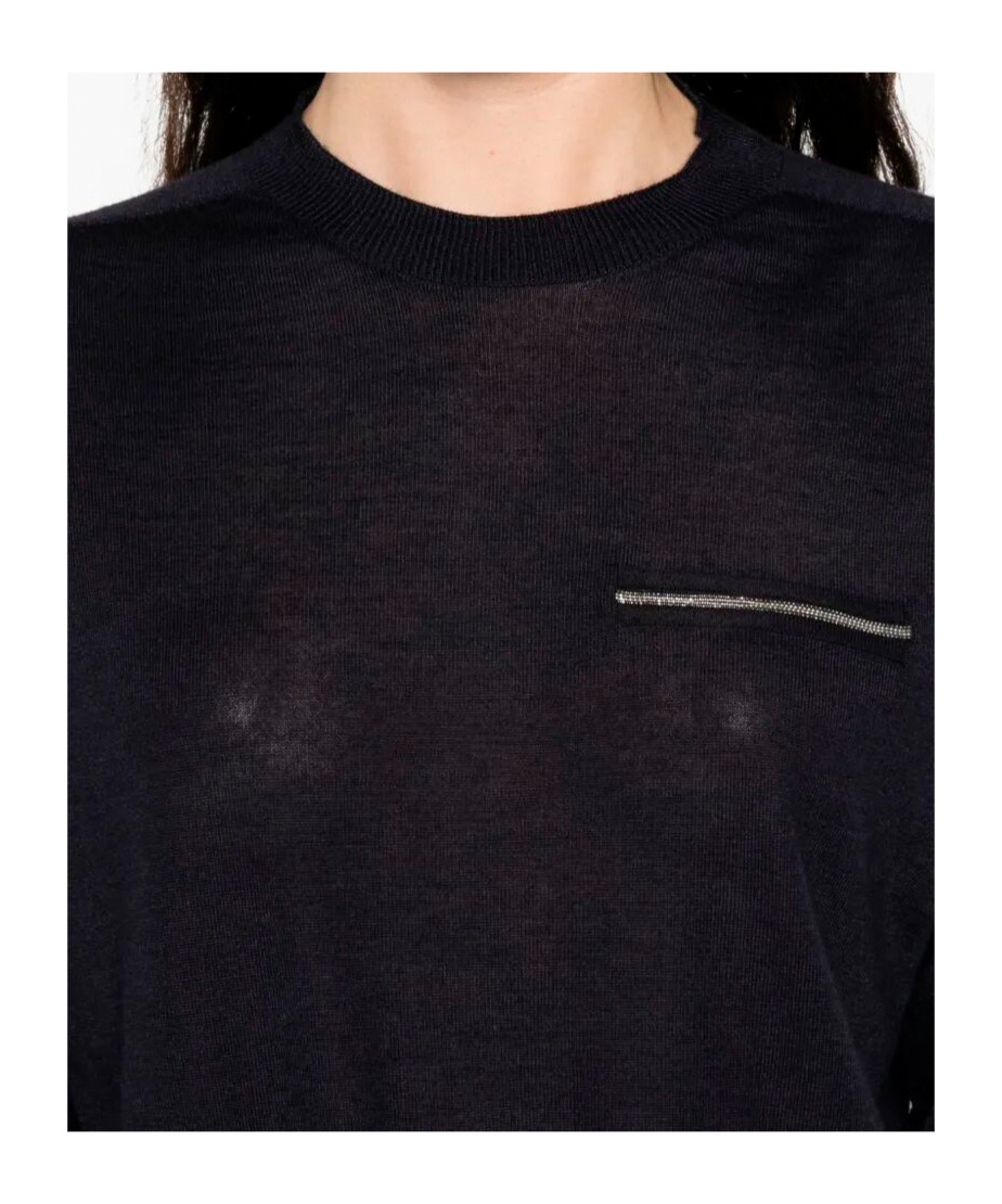 Peserico Cropped Cashmere Blend Sweater In Black