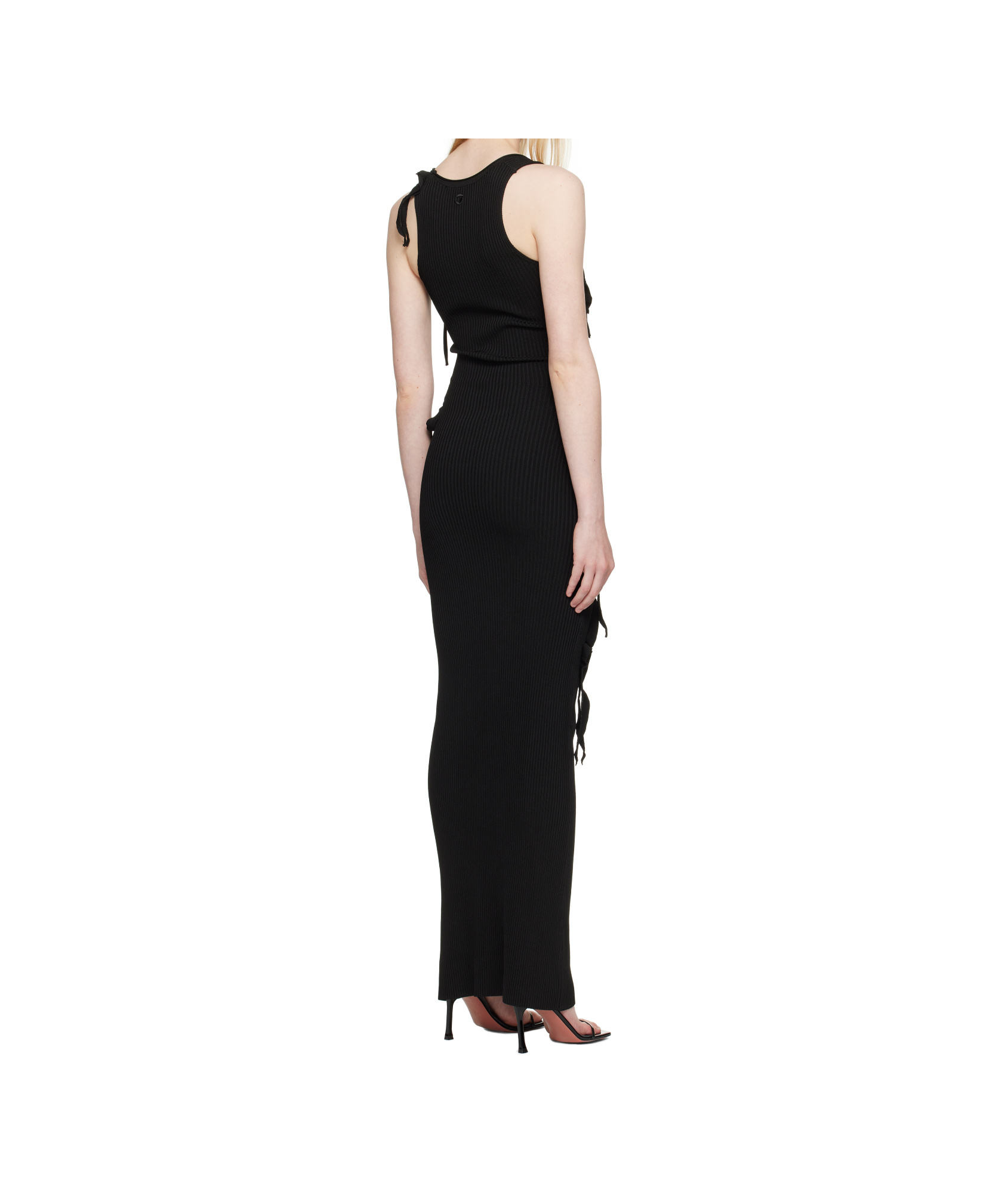 Coperni Black Knitted Ribbon Long Tank Maxi Dress In Black