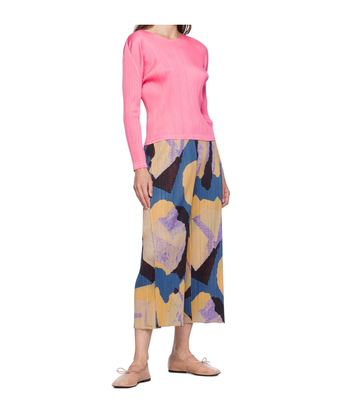 Shop Issey Miyake Pattern Printed Casual Pants In Nude