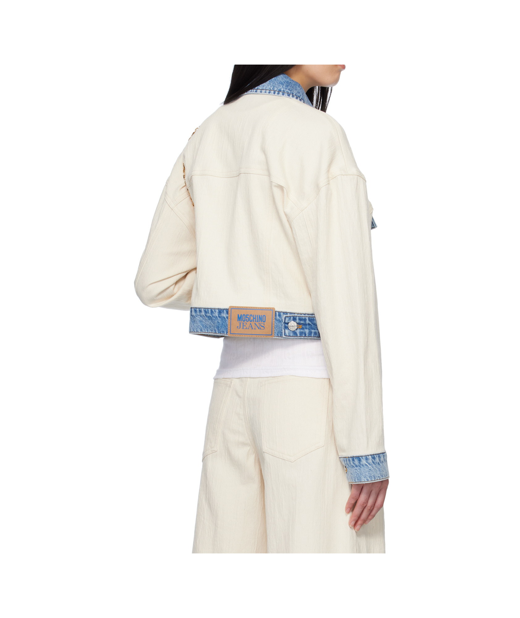 Moschino Textured Cotton Hemp Jacket In White