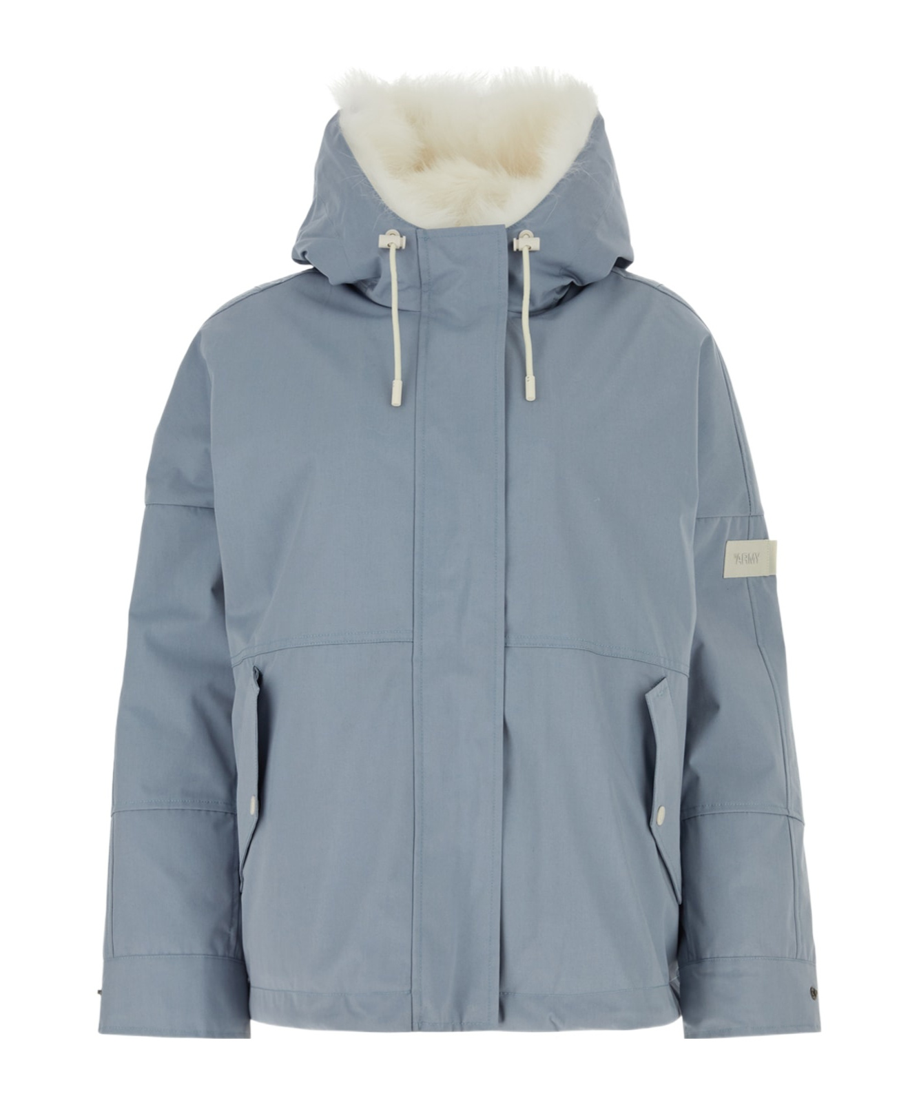 Yves Salomon Blue Logo-appliqu Jacket In Gray