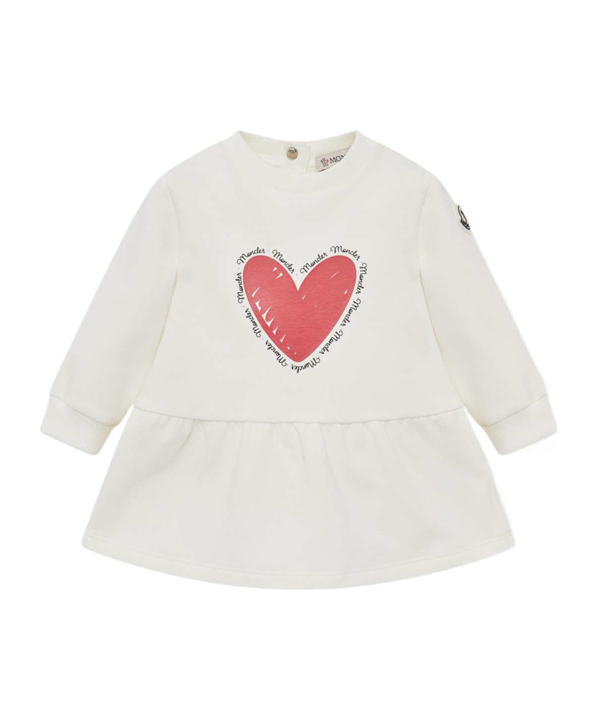 Moncler Heart-print Ruffled Dress In Neutral
