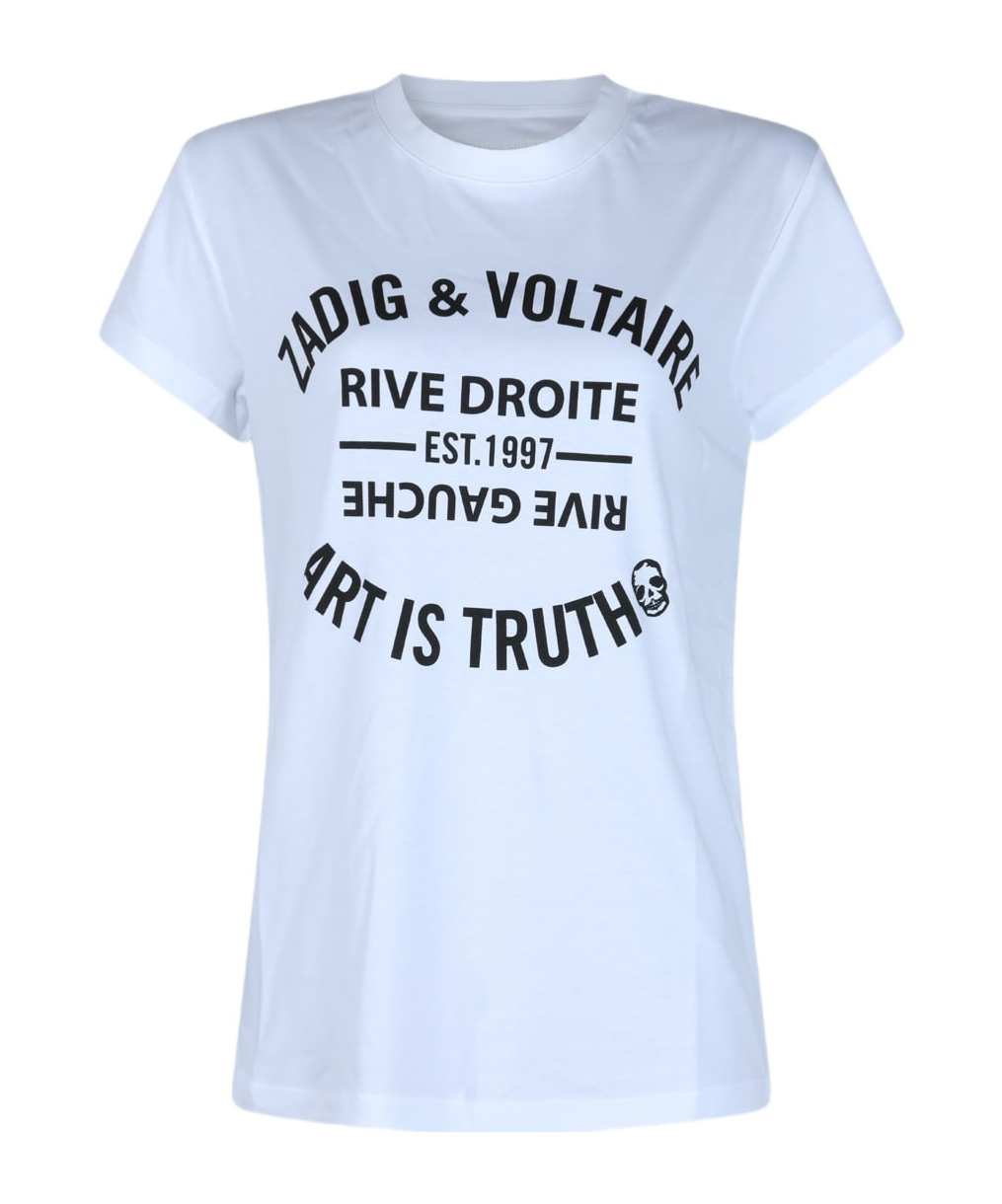 Zadig & Voltaire Crew Neck Graphic Print Top In White
