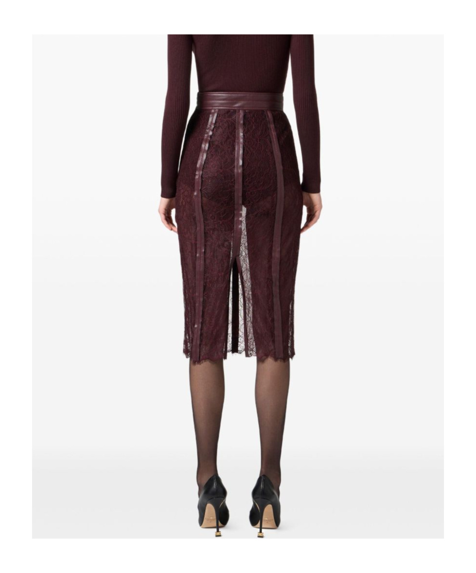 Elisabetta Franchi Lace-contrast Midi Skirt In Animal Print