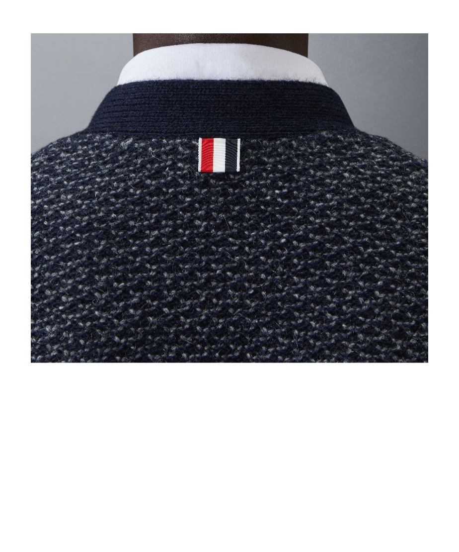 Thom Browne 4-bar Textured-knit Cardigan In Blue