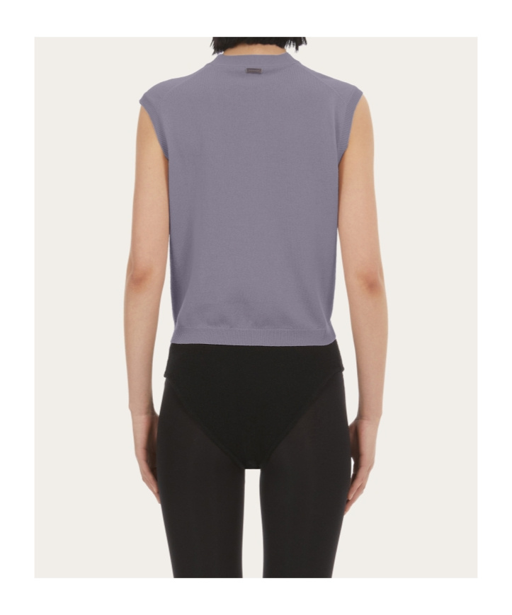 Ferragamo Fine-knitted Top In Gray