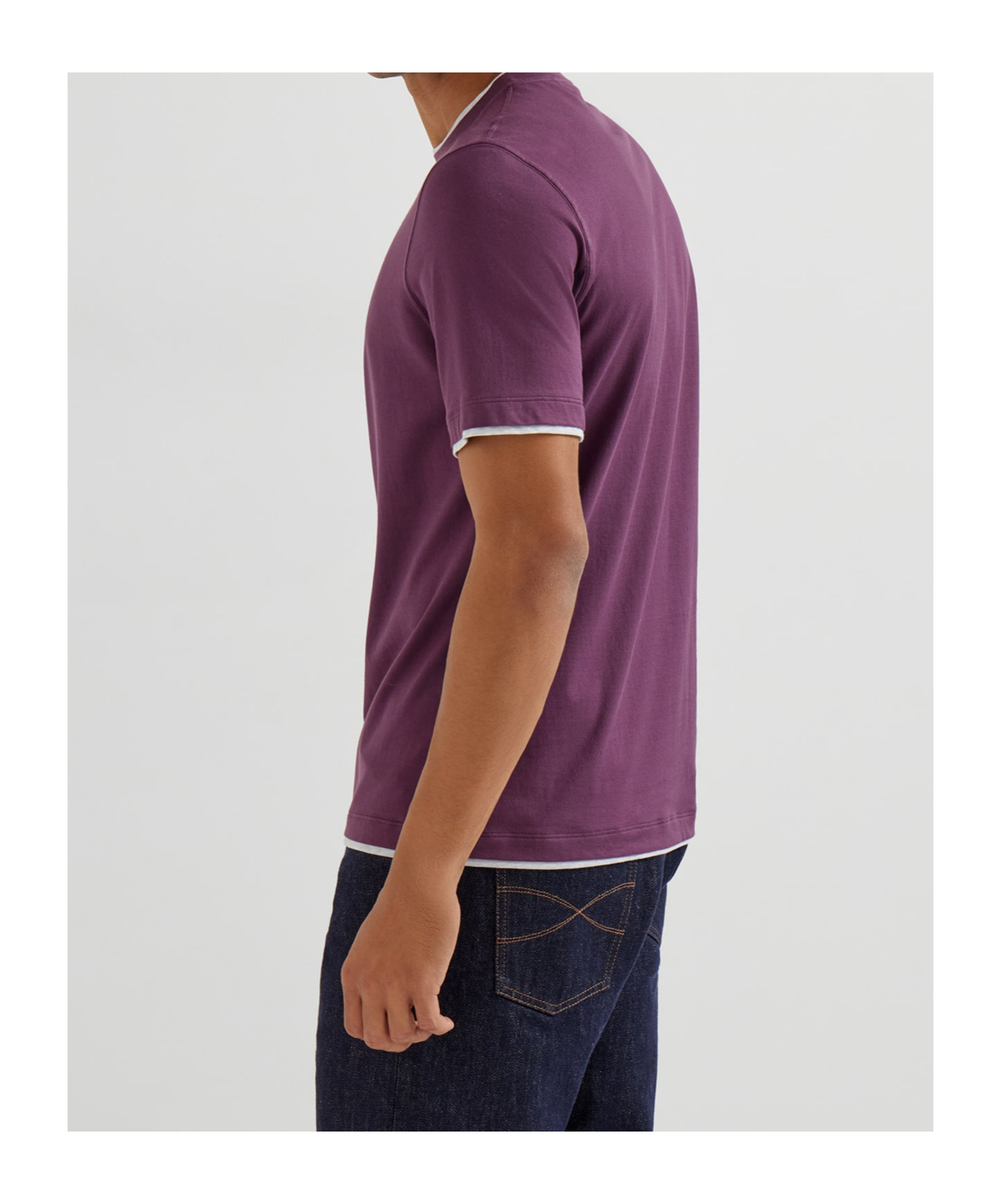 Brunello Cucinelli Men Faux Layering T-shirt In Purple