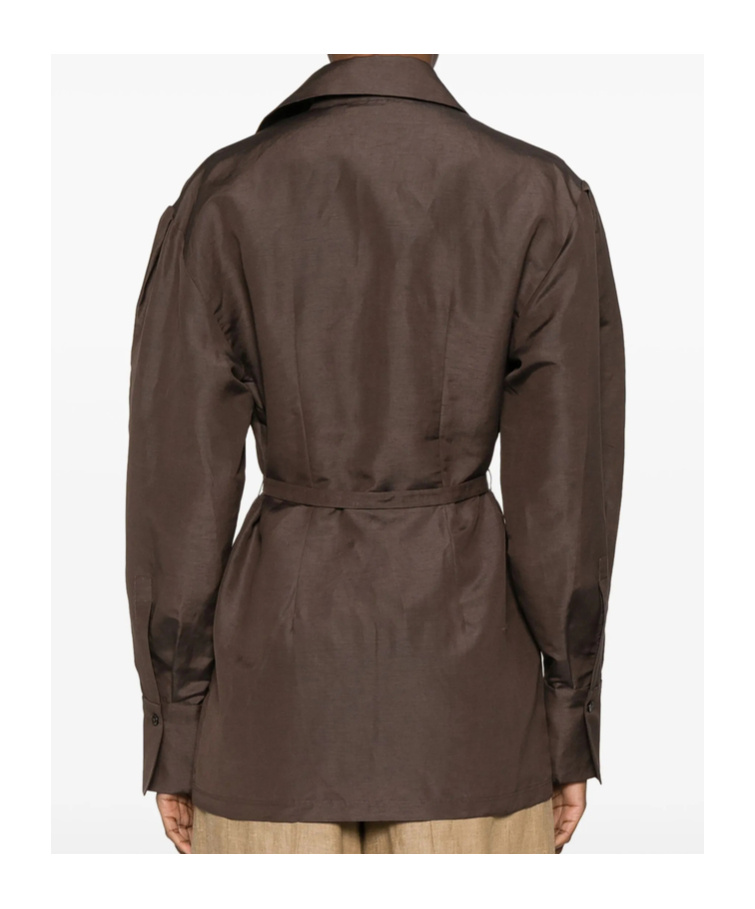 Shop Max Mara Lapel Long Sleeve Shirt In Brown