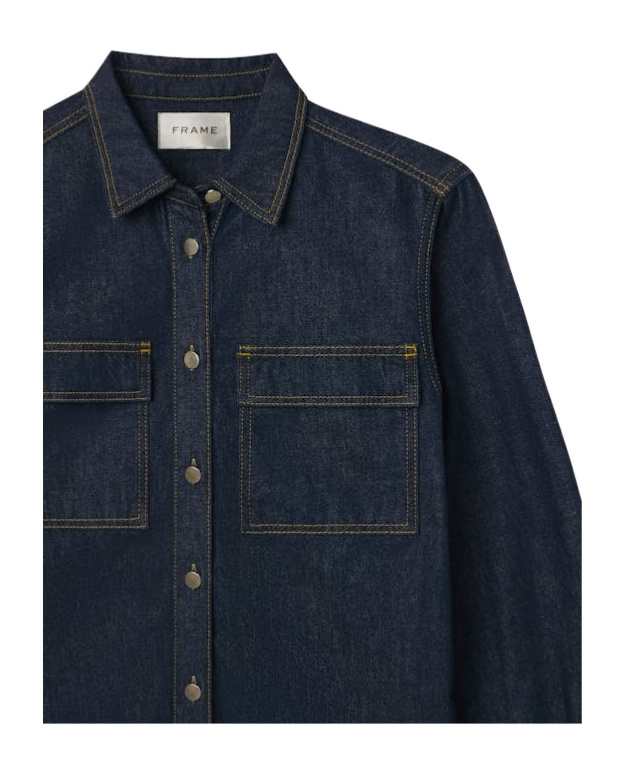 Frame The Trapunto Denim Overshirt In Black