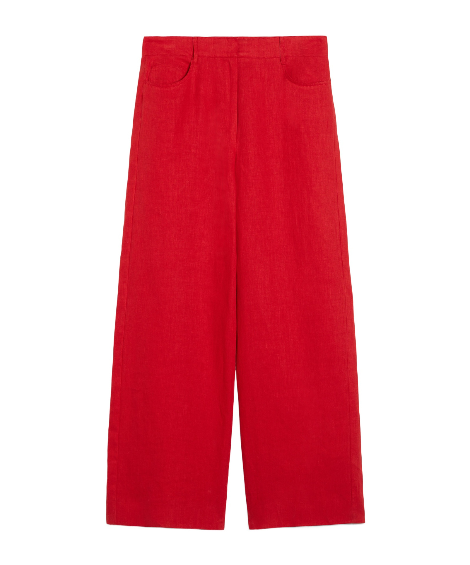 Max Mara Linen Wide-leg Trousers In Red