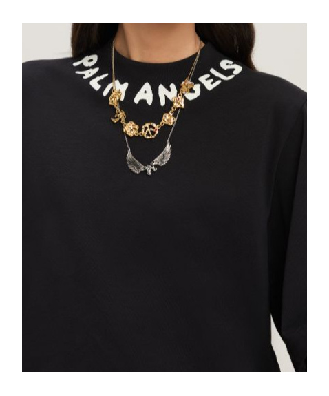 Palm Angels Ogo Crop T-shirt In Black