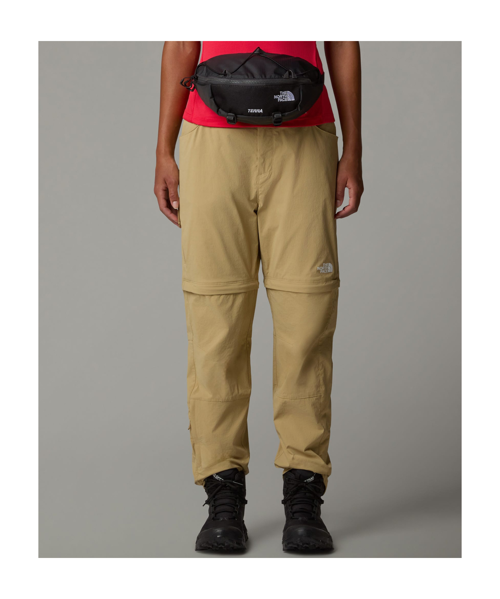 The North Face Womens Exploration Convertible Regular Straight Trousers In Khaki Stone