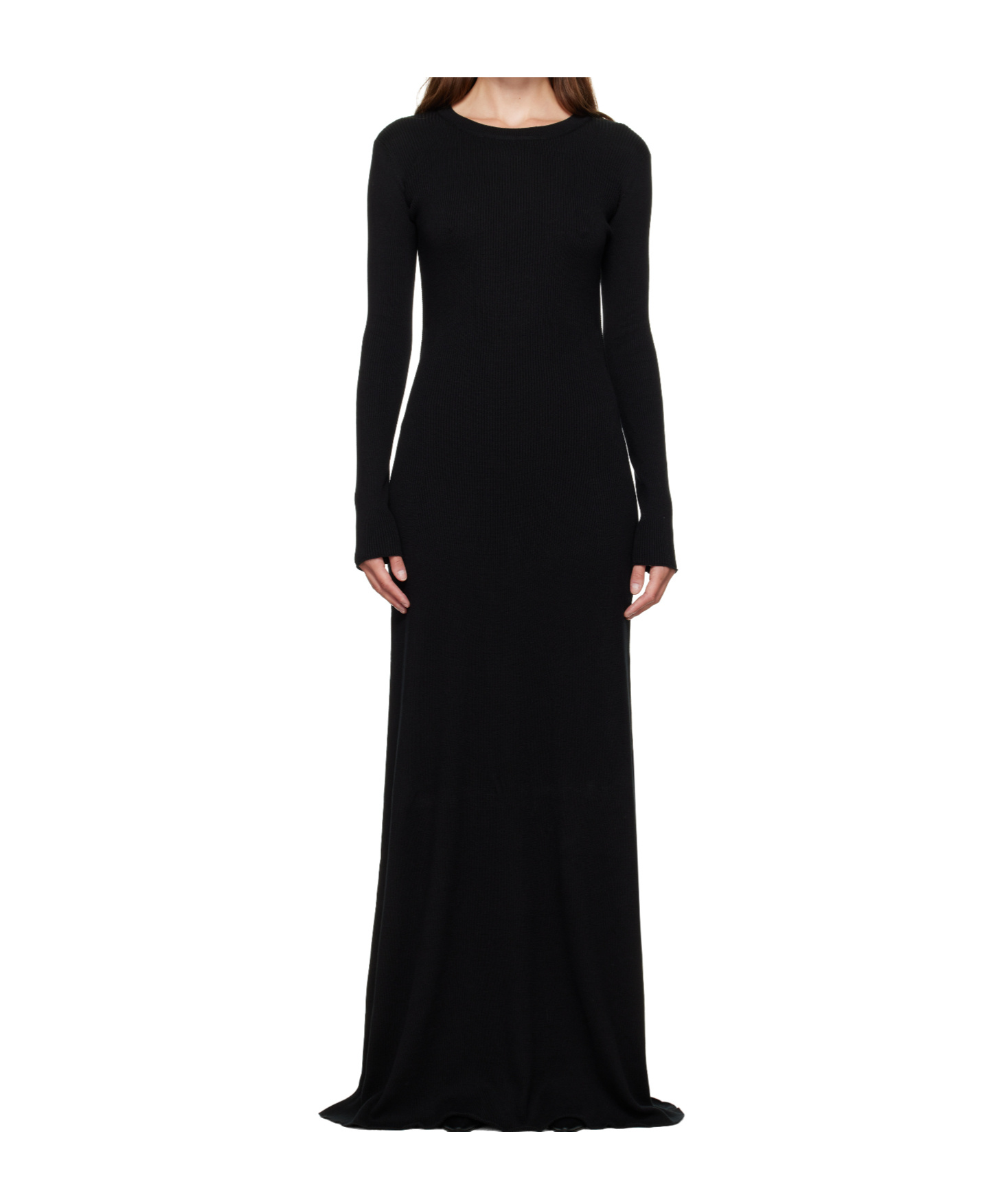 Ann Demeulemeester Black Eva Long Open Back Knitted Maxi Dress In Black
