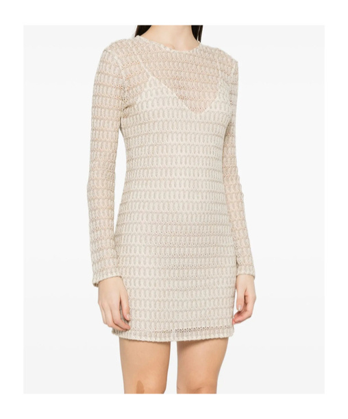 Missoni Short Dress With Long Sleeves And Unique Construction In Nude