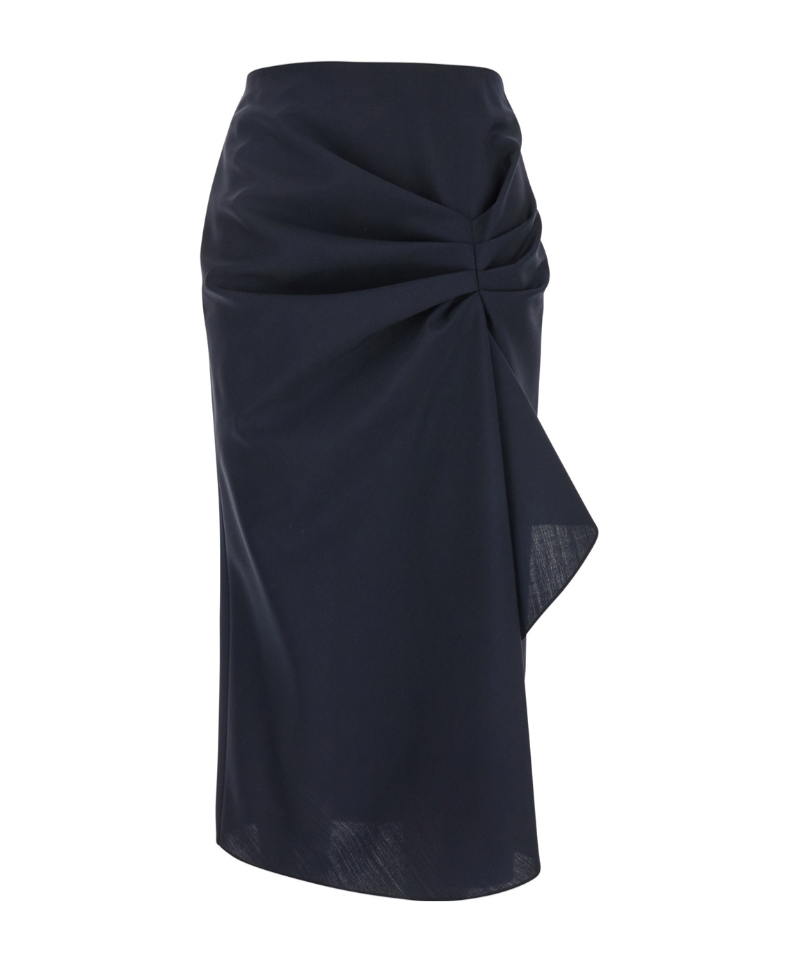 Alexander Mcqueen Blue Skirt With Asymmetric Design And Front Seam With Pleats In Wool And Mohair Blend Woman In Blue