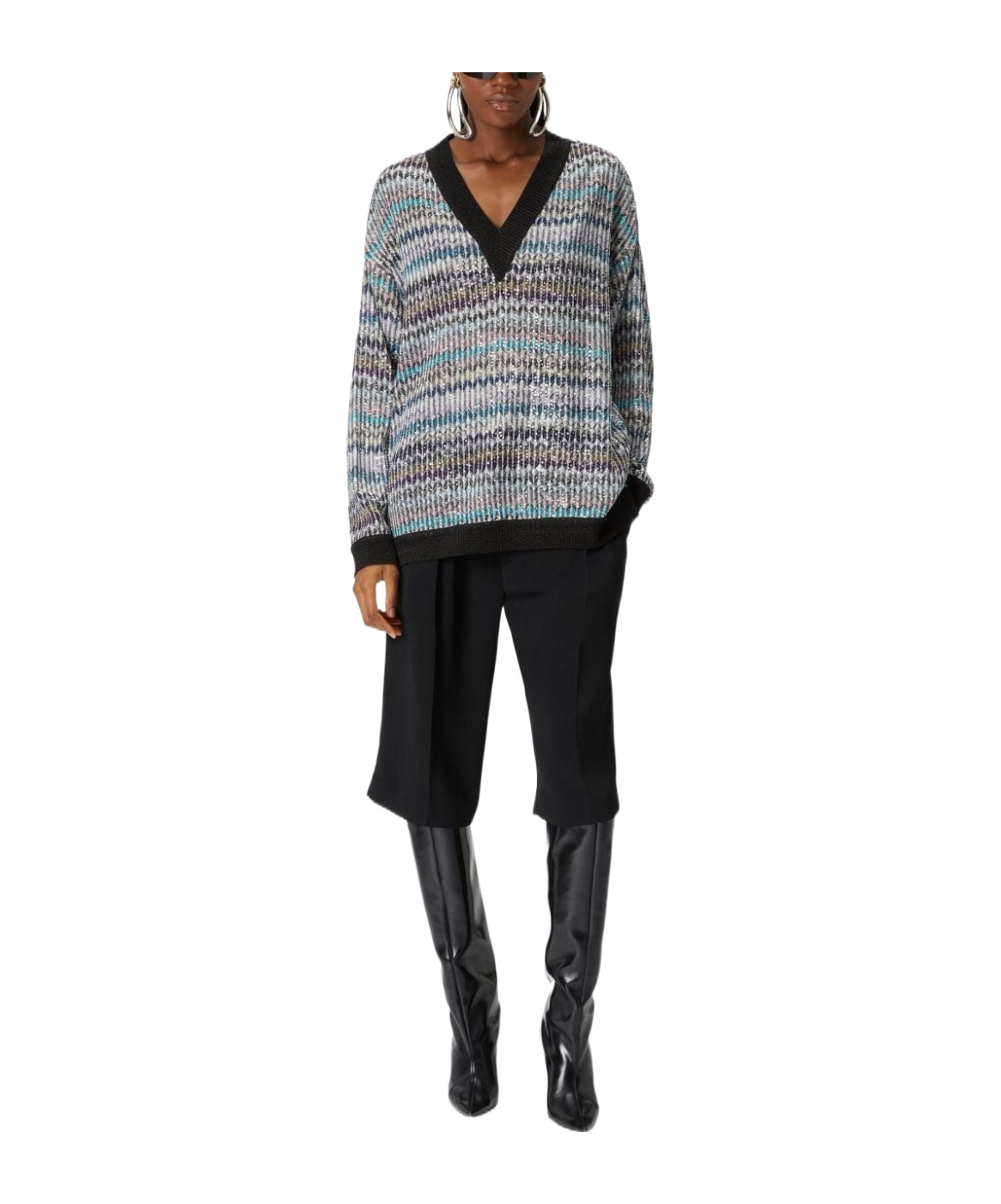 Shop Missoni V-neck Jumper In Gray