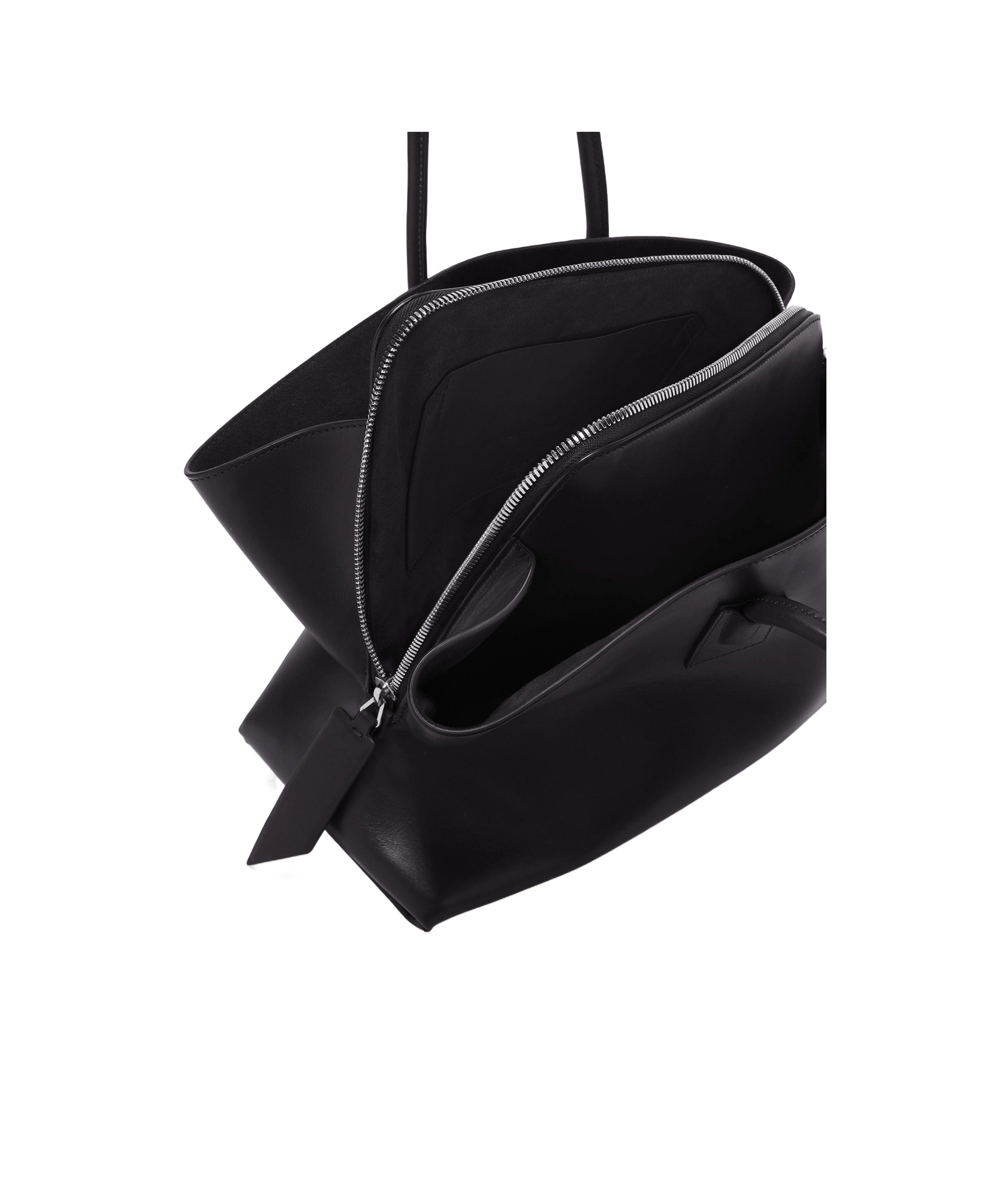 Attico La Passeggiata Medium Leather Shoulder Bag In Black