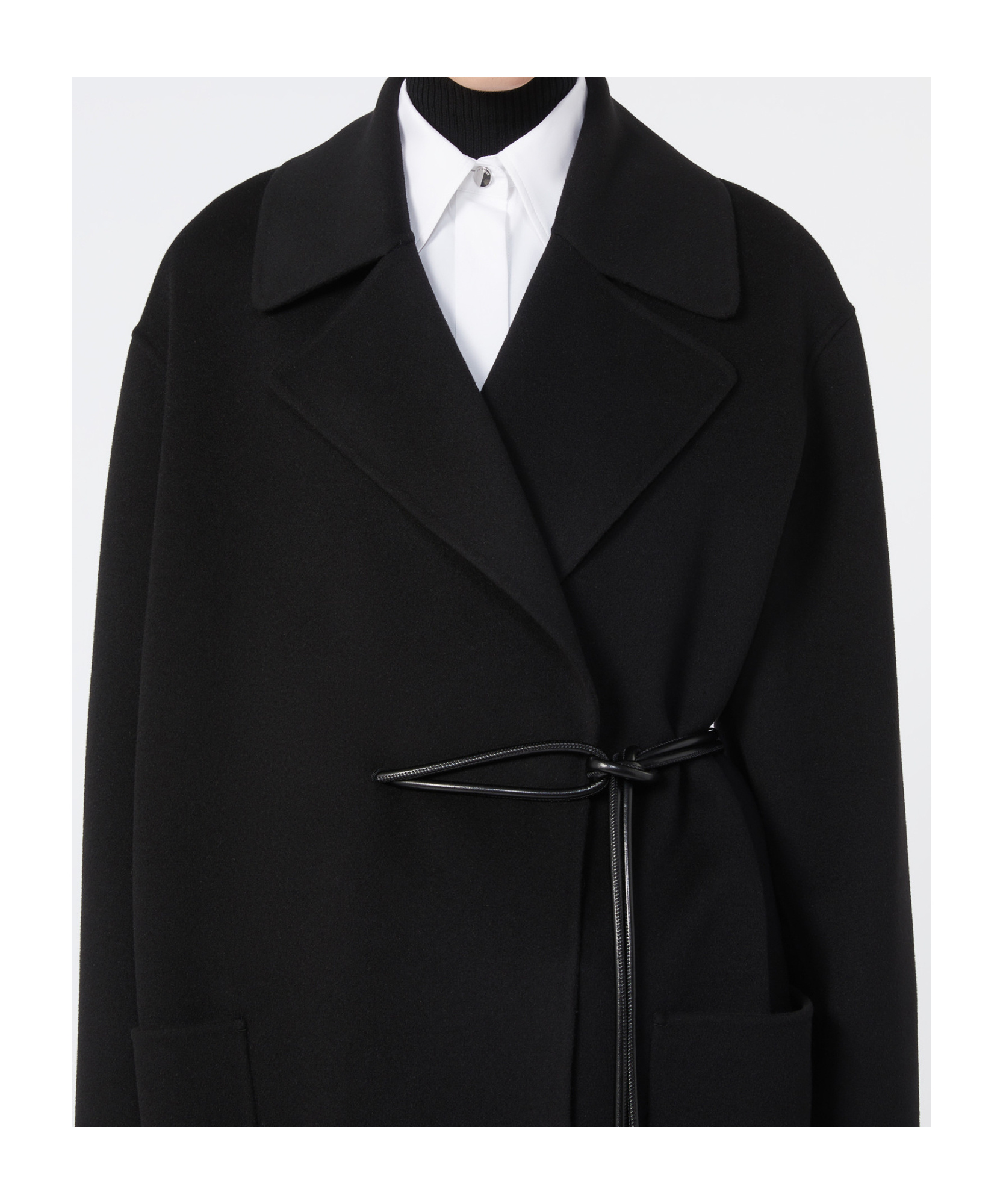 Sportmax Cappotto Zannata Oversize In Double Di Lana In Black
