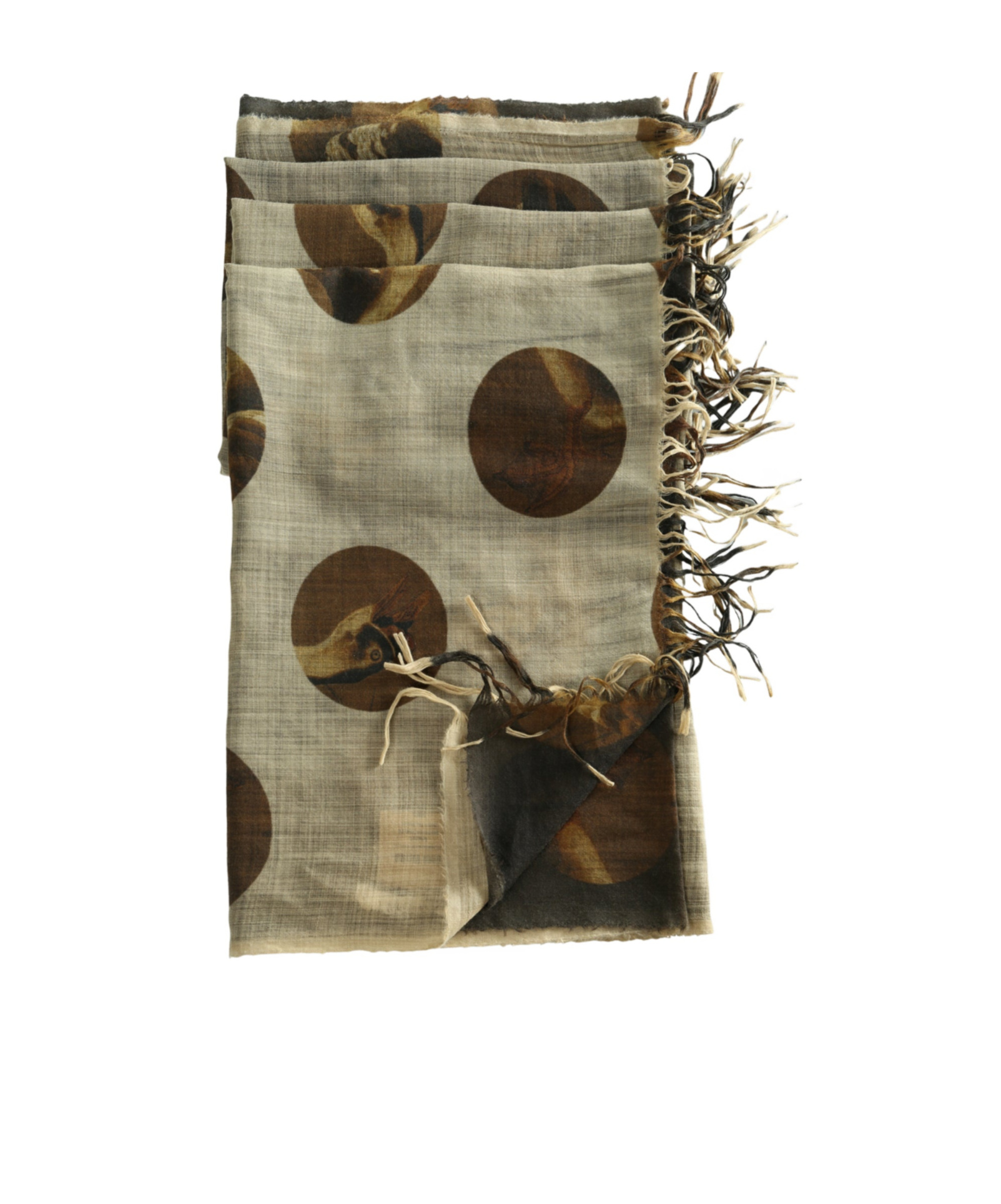 Uma Wang Polka-dot Fringed Scarf In Brown