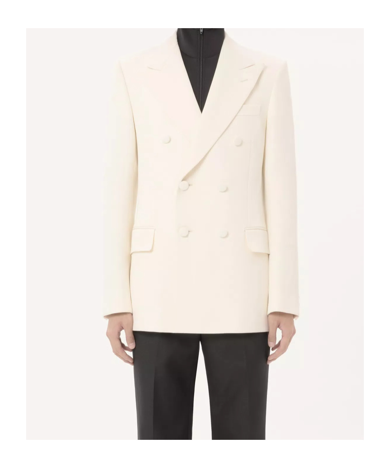 Valentino Double-breasted Peak-lapel Blazer In Neutral