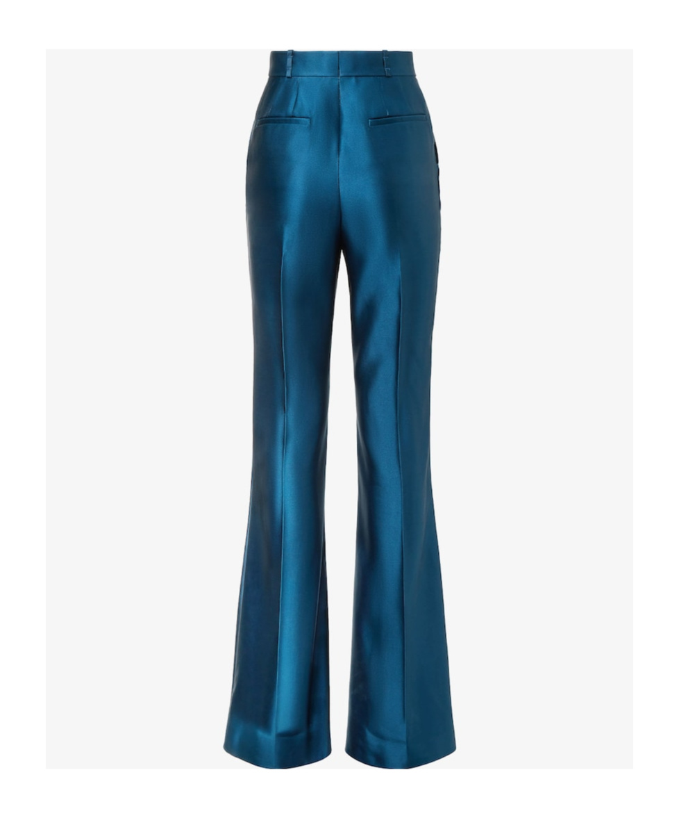 Fendi Satin Pleated Trousers Featuring Pockets In Blue