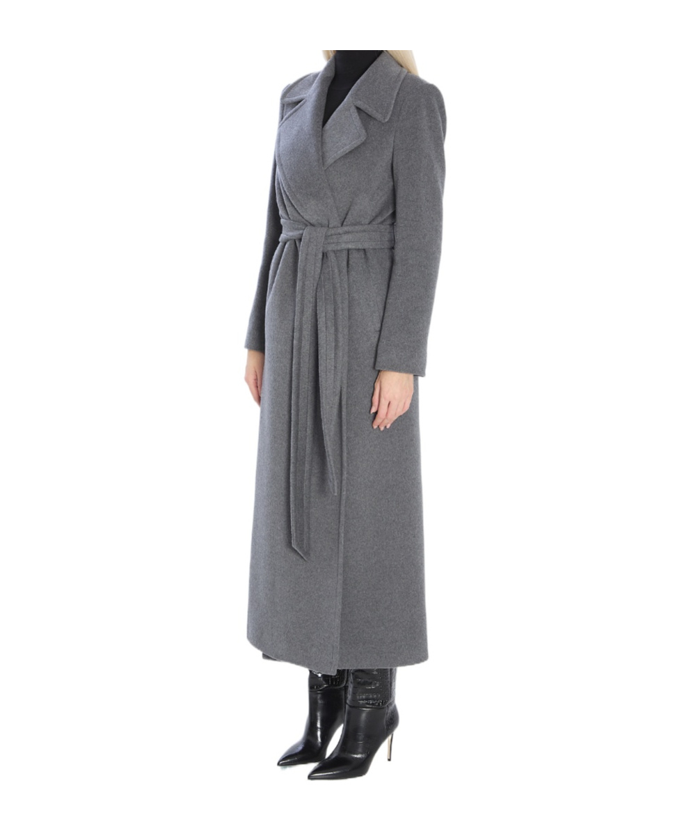 Tagliatore Long Cashmere Coat Removable Belt In Gray