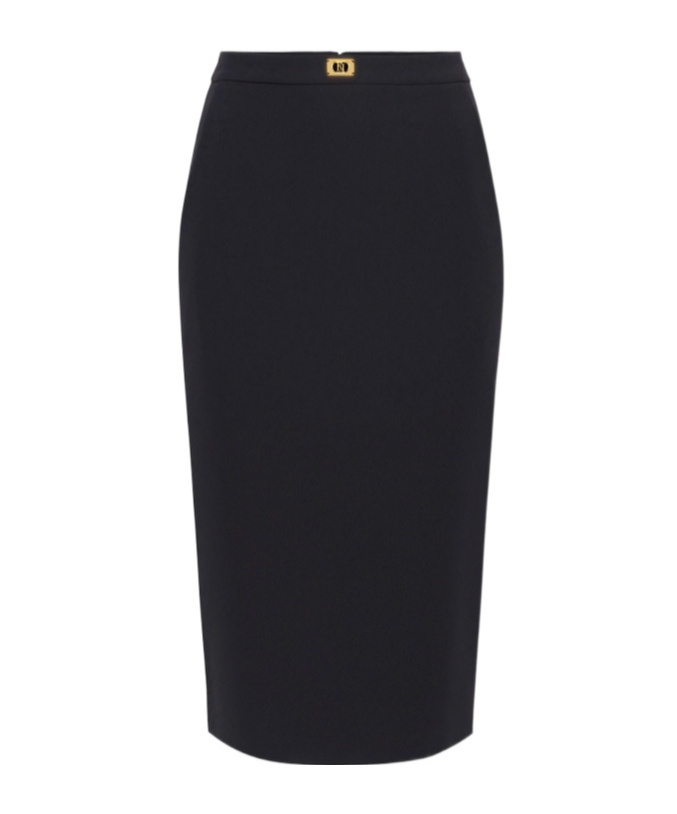 Elisabetta Franchi Satin-trim Crepe Midi Skirt In Black