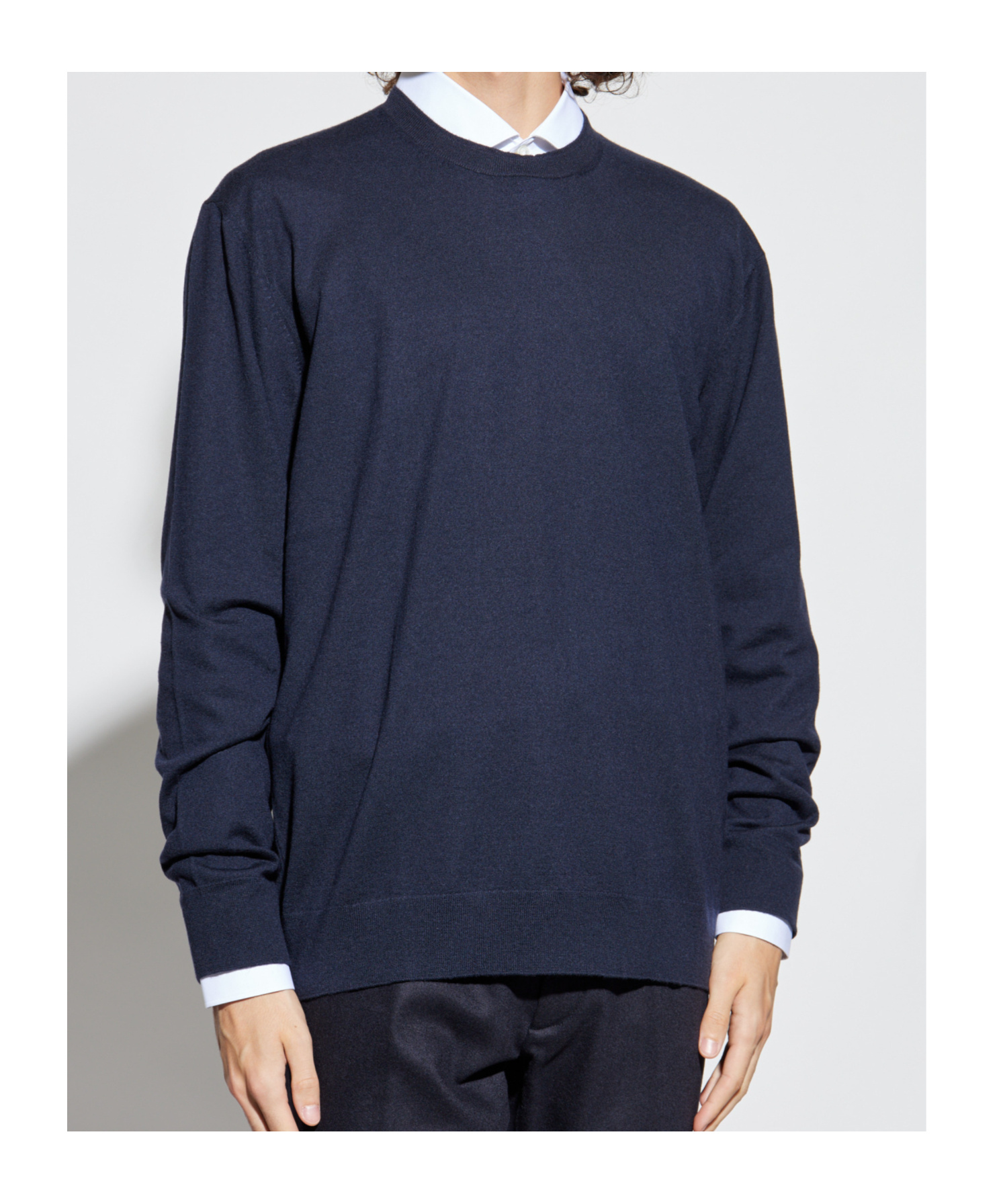 Eleventy Round-neck Long-sleeve Sweater In Blue