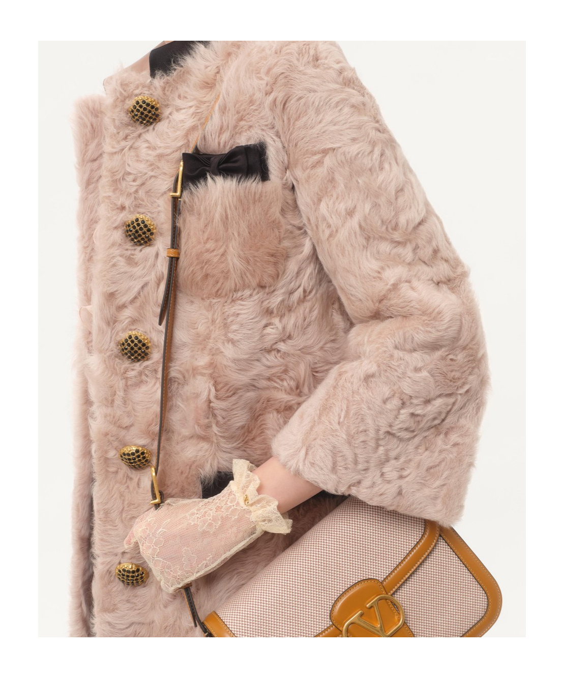 Valentino Long Sleeve Fur In Multi