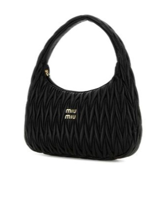 Miu Miu Black Nappa Leather Wander Shoulder Bag In Black