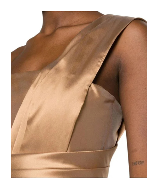 Alberta Ferretti Mikado One-shoulder Midi Dress In Nude