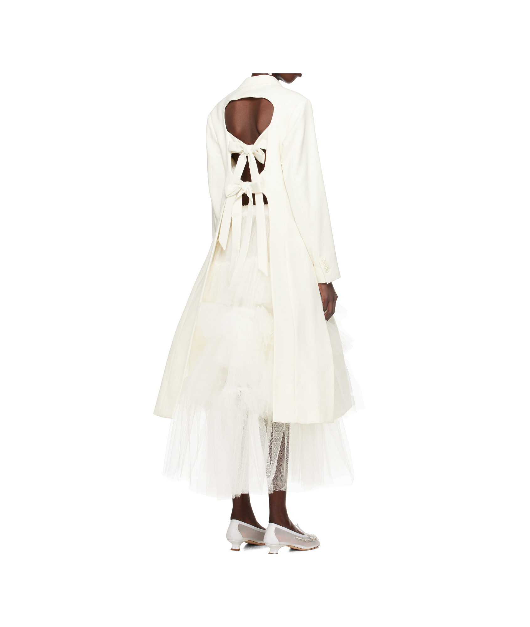 Simone Rocha Cut-out Bow Detail Coat In Neutral