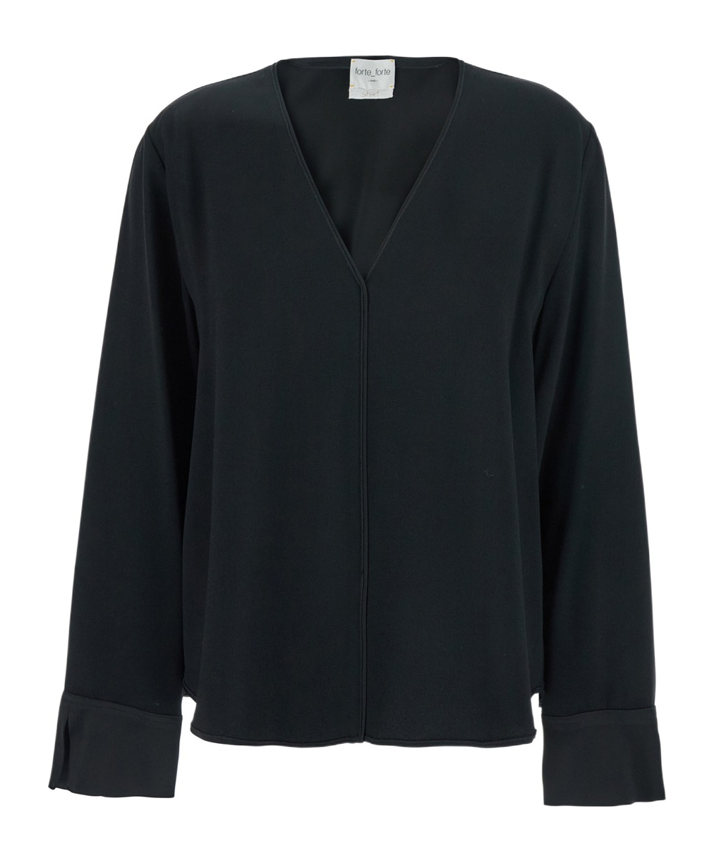 Shop Forte Forte V-neck Knitted Pullover In Black
