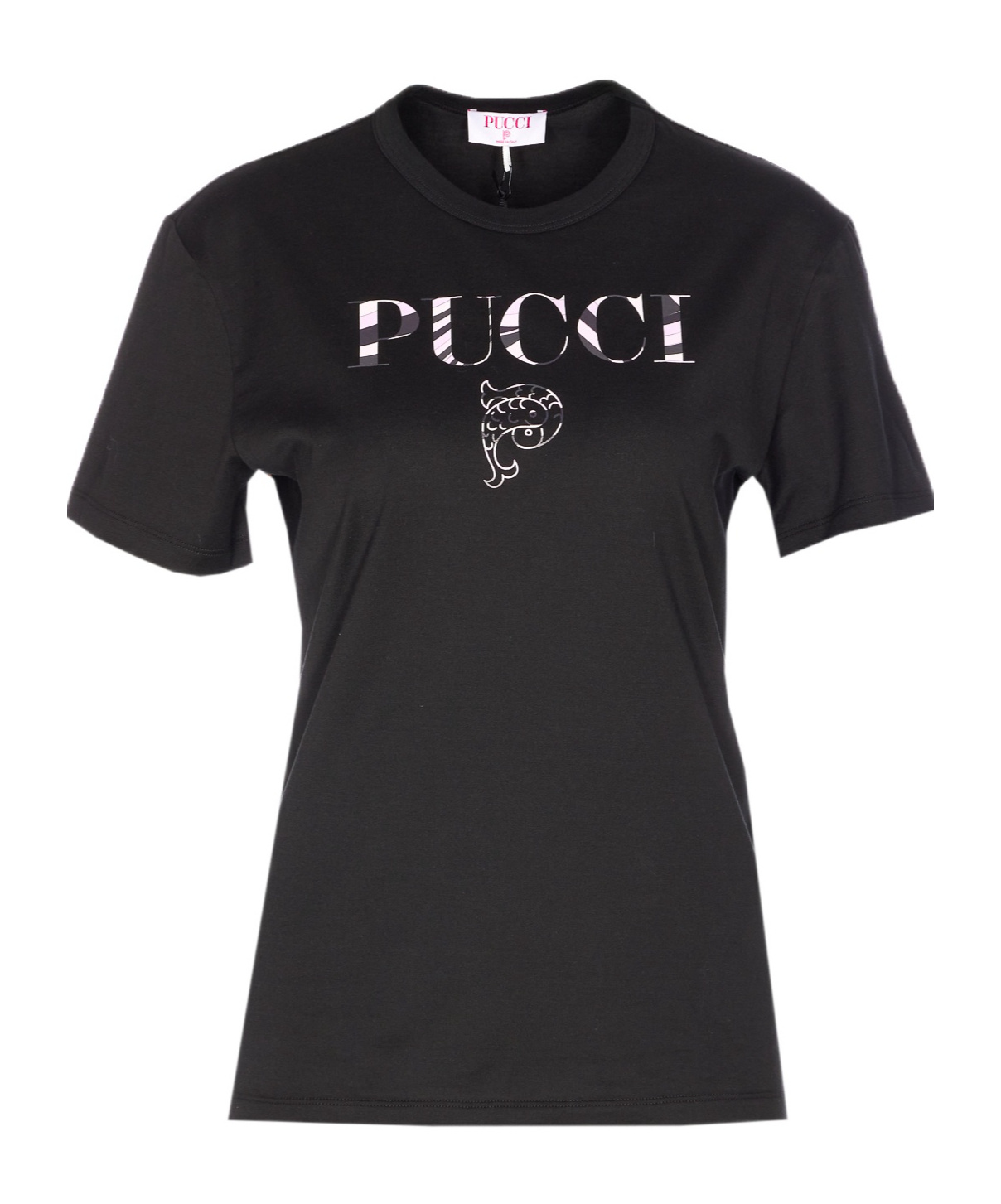 Pucci Crewneck Short Sleeve T-shirt With Regular Fit In Black