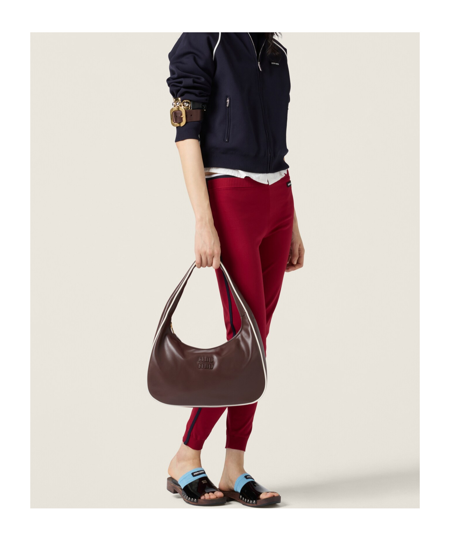 Miu Miu Wander Shoulder Bag In Heather Wood/white