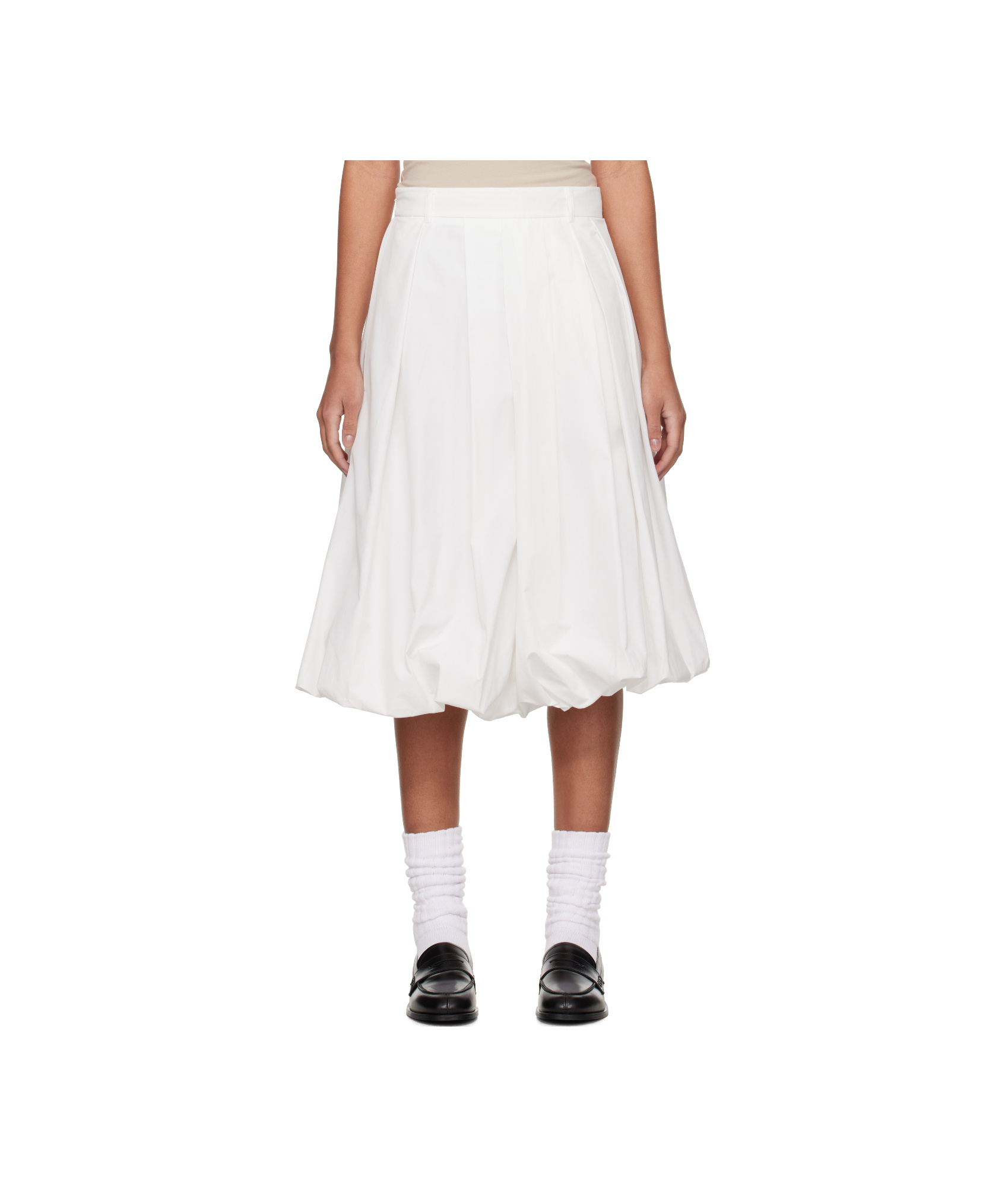 Dunst White Skirt With Balloon Design And Pleated Details In Cotton Blend Woman