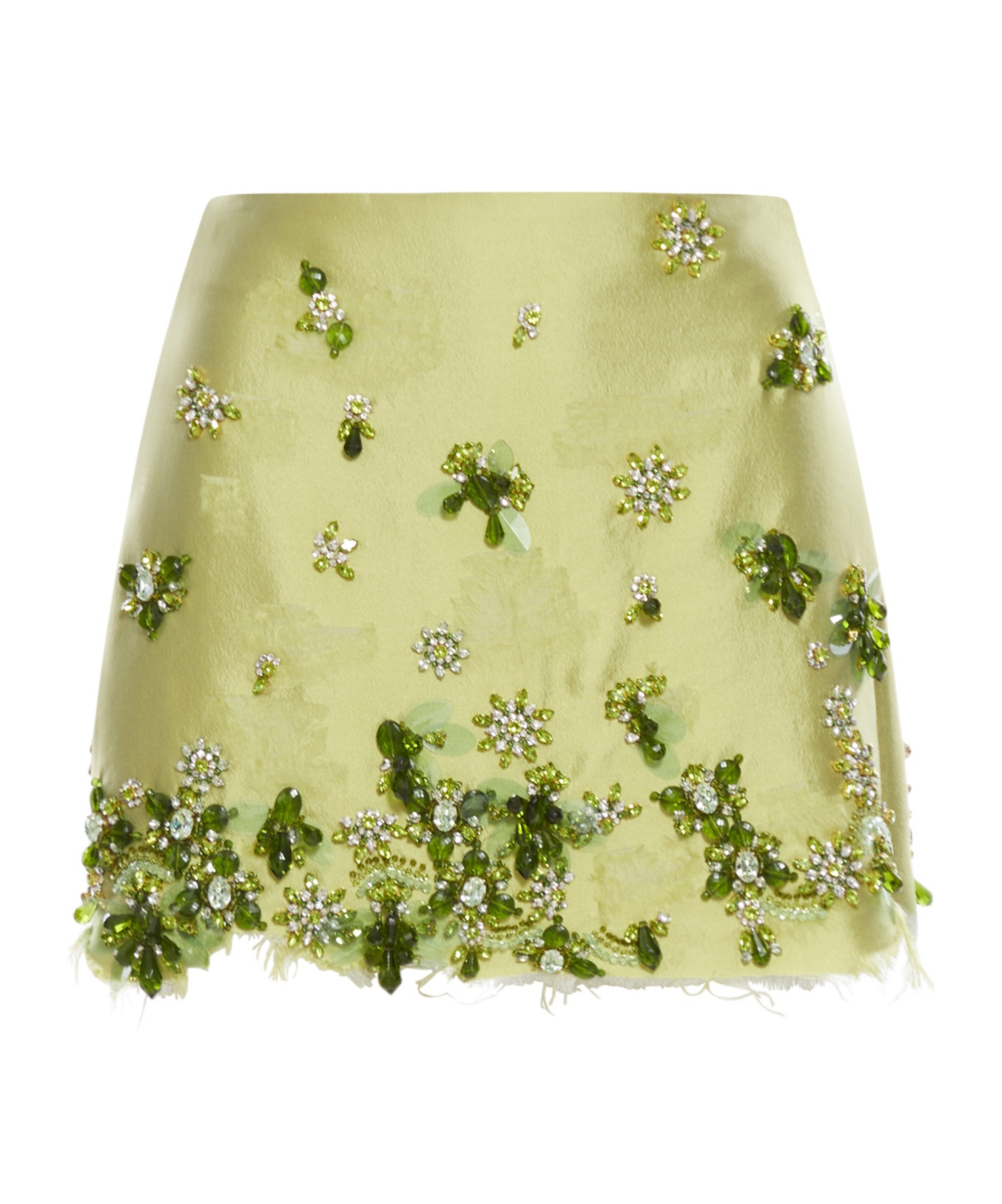 Prada Embroidered Silk And Wool Miniskirt In Green