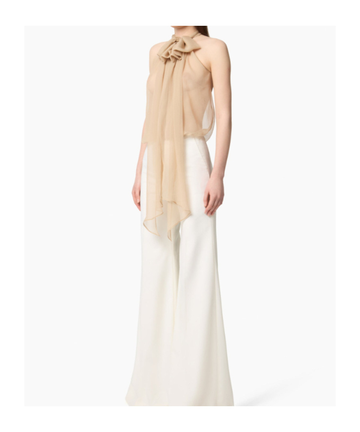 Nina Ricci Sleeveless Halter Neck Top In Neutral