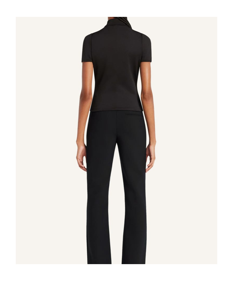 Courrèges Zip-up Short-sleeve Top In Black