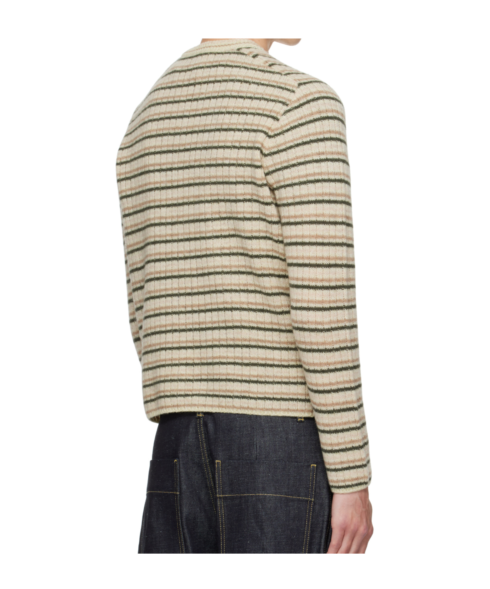 Auralee Gray Shetland Wool Cashmere Rib Knit Sweater In Brown