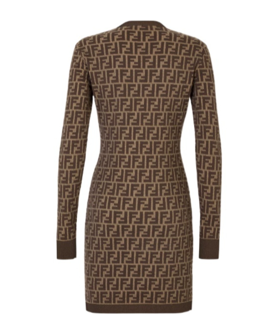 Fendi Ff Monogram Mini Dress In Brown